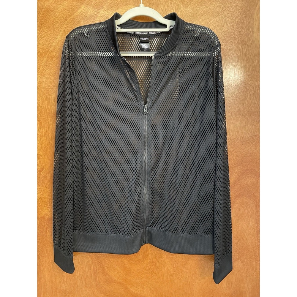 Victoria's Secret Victoria Sport Black Polyester Mesh Zip Jacket Size Large